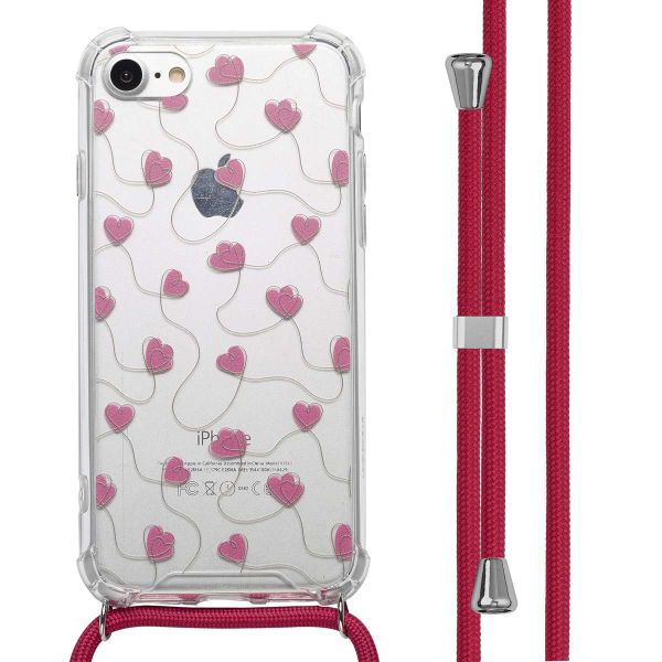 imoshion Coque Design avec cordon Apple iPhone SE (2022 / 2020) / 8 / 7 - Dusty Rose Connected Hearts