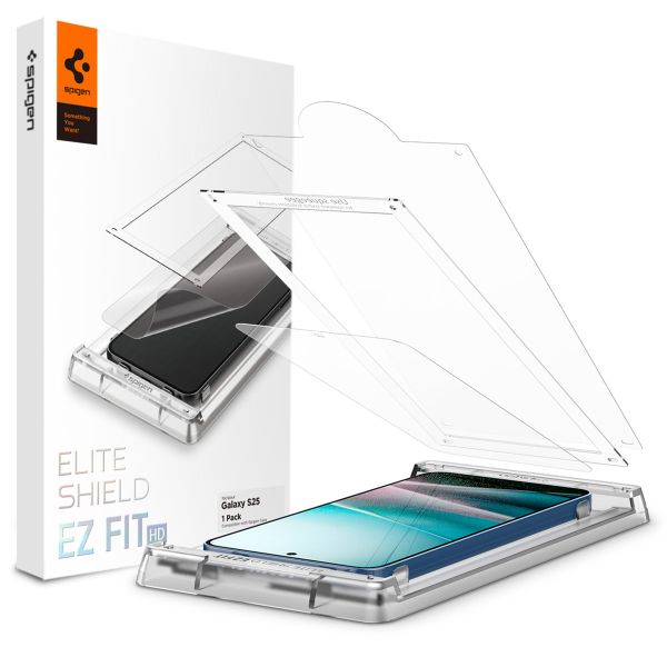 Spigen EliteShield EZ Fit avec plateau d'installation - 1 pack Samsung Galaxy S25