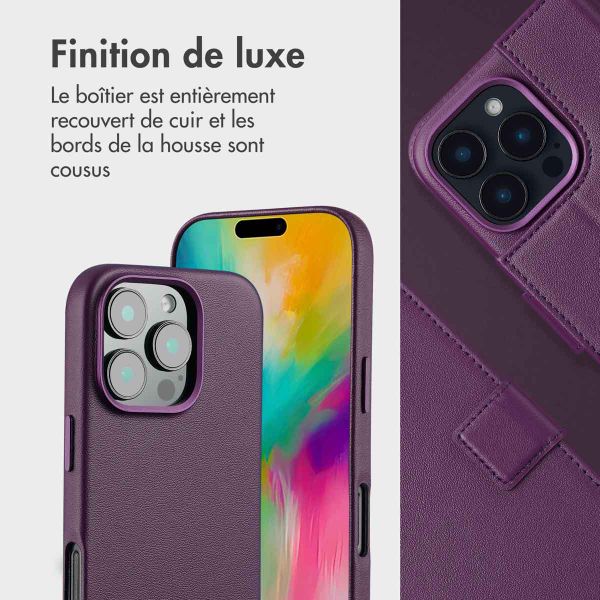 Accezz Étui de téléphone portefeuille en cuir 2-en-1 avec MagSafe iPhone 16 Pro - Heath Purple