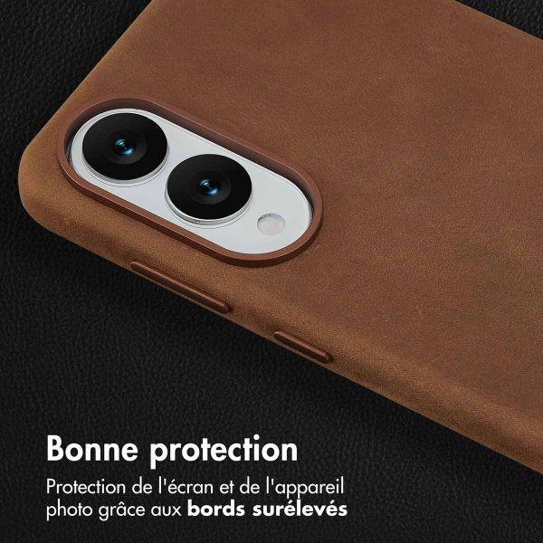 Accezz Coque MagSafe en cuir vintage Samsung Galaxy S25 Edge - Tabacco Cognac