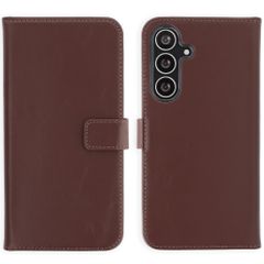 Selencia Étui portefeuille en cuir véritable Samsung Galaxy S25 FE - Marron foncé