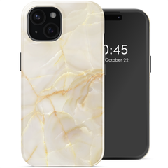 Selencia Coque arrière Vivid Apple iPhone 15 - Golden Beige Marble