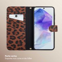 Selencia Étui de télephone portefeuille imprimé léopard Sabi Samsung Galaxy A55 - Mocha Brown