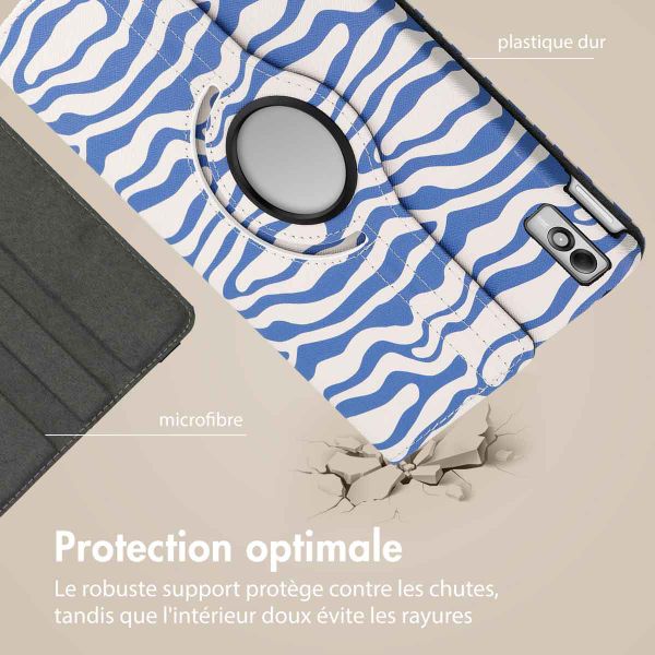 imoshion Coque tablette Design rotatif à 360° Lenovo Tab M10 5G - White Blue Stripes