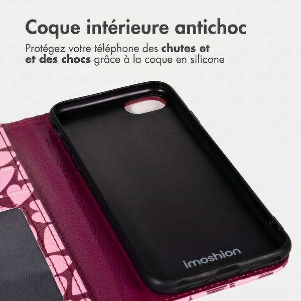 imoshion Étui de télephone portefeuille Design Apple iPhone SE (2022 / 2020) / 8 / 7 / 6(s) - Hearty Blush