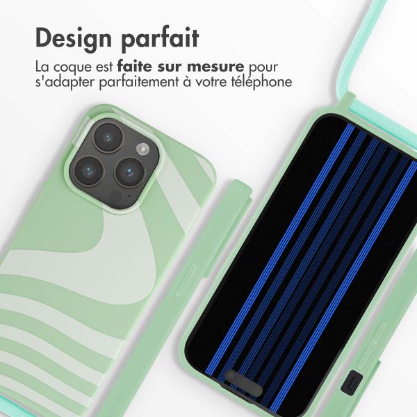 imoshion Coque design en silicone avec cordon Apple iPhone 15 Pro - Retro Green