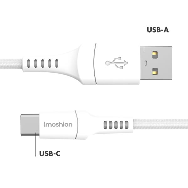 imoshion Braided USB-C vers câble USB-A - 1,5 mètre - Blanc