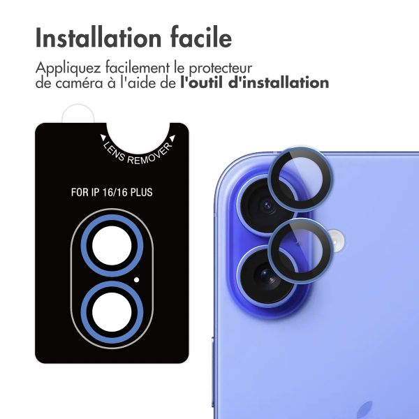 imoshion Lot de 2 protections d'objectif de caméra iPhone 16 / 16 Plus - Ultramarine