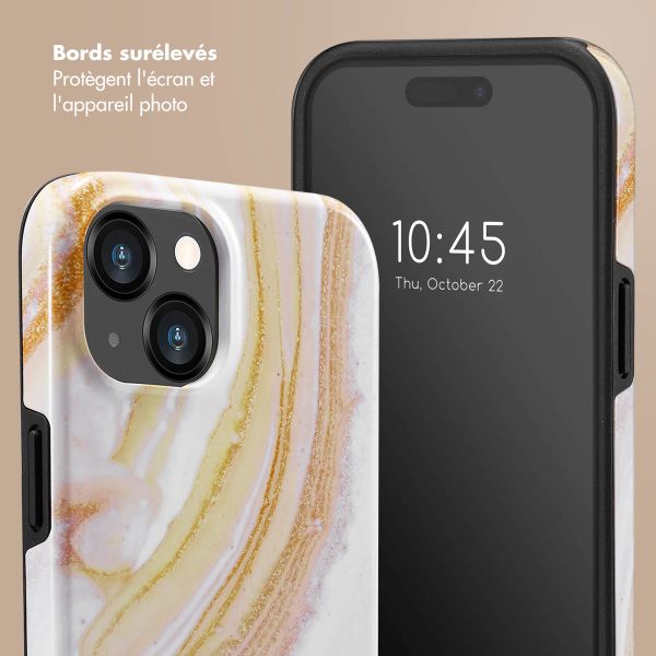 Selencia Coque arrière Vivid Tough iPhone 15  - Chic Marble Gold