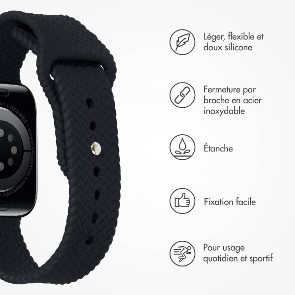 imoshion Bracelet en silicone tressé Apple Watch Series 1 à 10 / SE / Ultra (2) (44/45/46/49 mm) - Noir