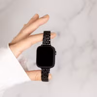 Selencia Bracelet en acier slim style Jubilee Apple Watch Series 1 t/m 9 / SE (38/40/41 mm) | Series 10 / 11 (42 mm) - Noir