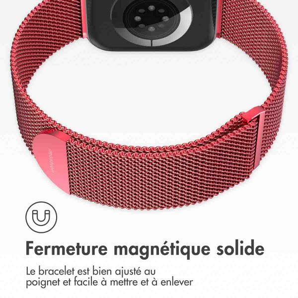 imoshion Bracelet magnétique milanais Apple Watch Series 1 - 9 / SE (38/40/41 mm) | Series 10 / 11 (42 mm) - Taille M - Rouge