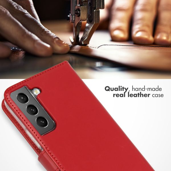 Selencia Étui portefeuille en cuir véritable Samsung Galaxy S22 - Rouge