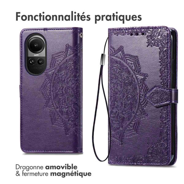 imoshion Etui de téléphone portefeuille Mandala Oppo Reno 10 / 10 Pro - Violet