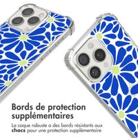 imoshion Coque Design avec cordon Apple iPhone 15 Pro - Cobalt Blue Flowers Connect