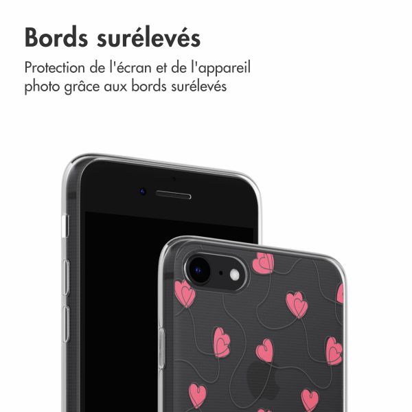 imoshion Coque design pour iPhone SE (2022 / 2020) / 8 / 7 - Dusty Rose Connected Hearts