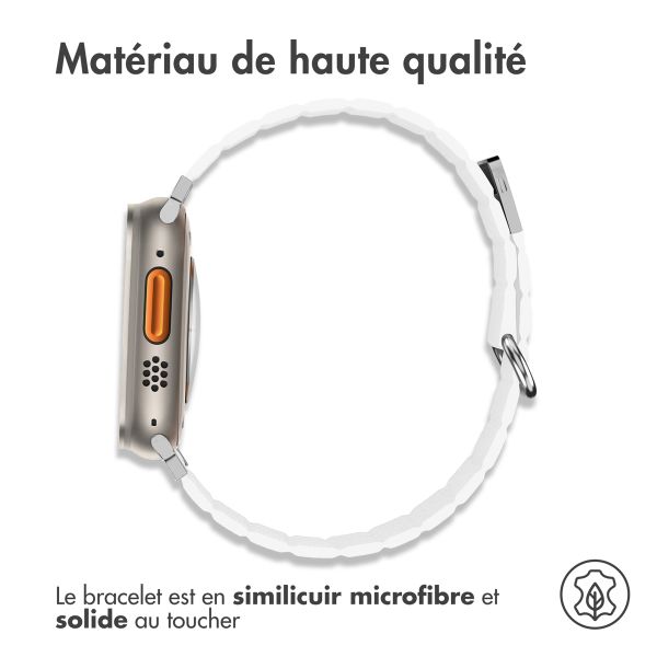 imoshion Bracelet en cuir magnétique Apple Watch Series 1 - 11 / SE / Ultra (44/45/46/49 mm) - Blanc