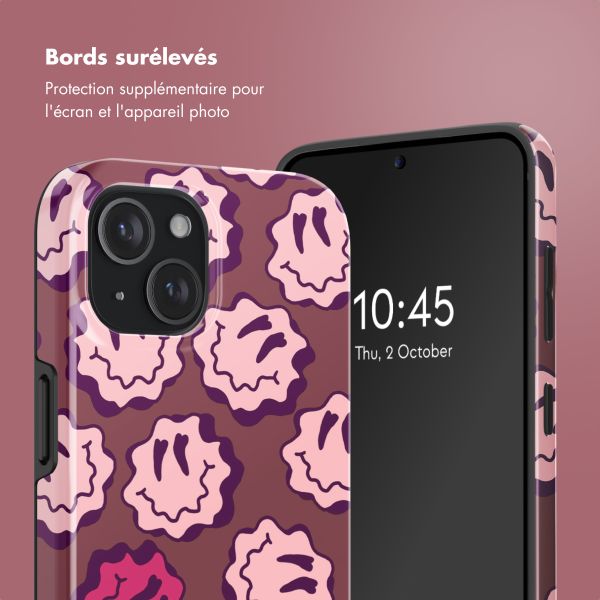 Selencia Coque arrière Vivid avec MagSafe Apple iPhone 15 - Wavy Smiley Pink