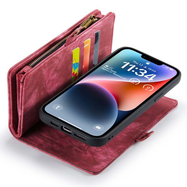 CaseMe Etui de téléphone de luxe en cuir deux iPhone 14 - Rouge