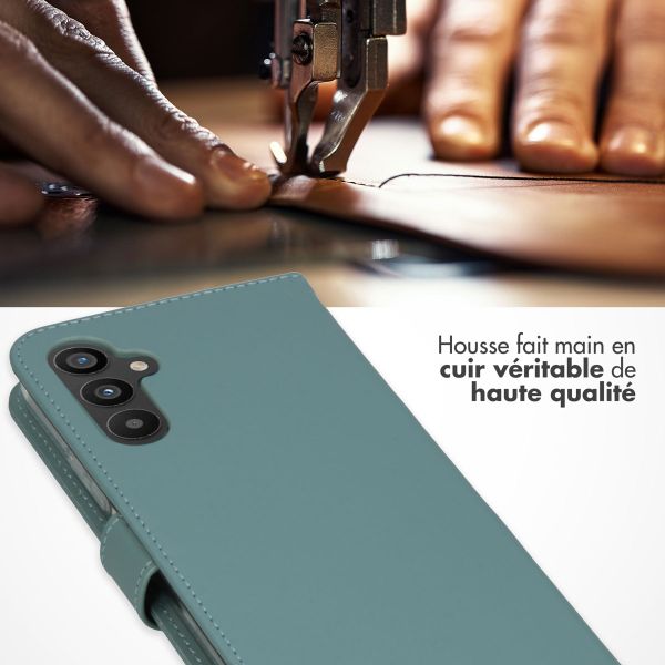 Selencia Étui portefeuille en cuir véritable Samsung Galaxy A34 (5G) - Bleu clair