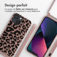 imoshion Coque design en silicone avec cordon Apple iPhone 13 Mini - Animal Pink