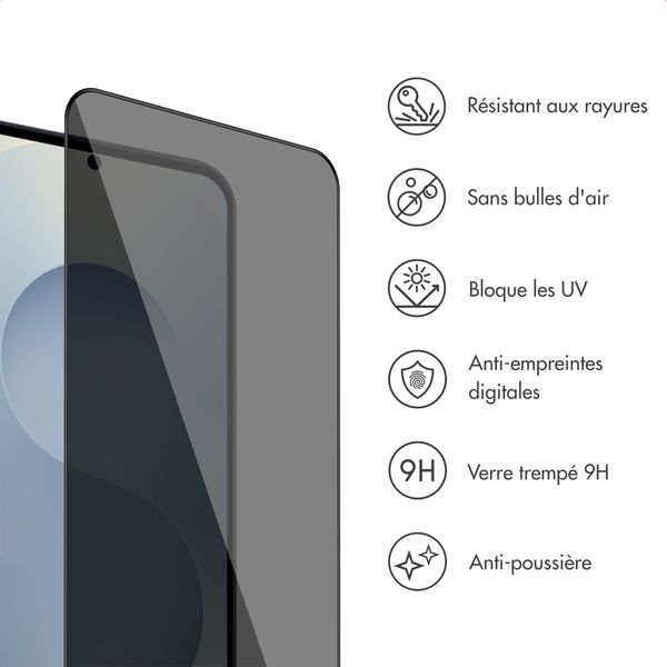 Accezz Protection d’écran en verre trempé avec filtre de confidentialité + Applicateur Samsung Galaxy S24 Plus / S25 Plus