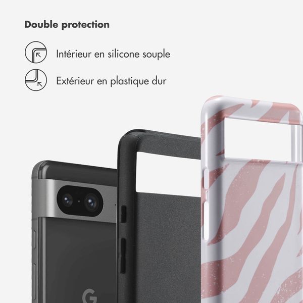 Selencia Coque arrière Vivid Tough Google Pixel 8 - Colorful Zebra Old Pink