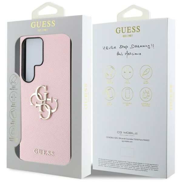 Guess Coque 4G Metal Logo Saffiano Samsung Galaxy S25 Ultra - Rose