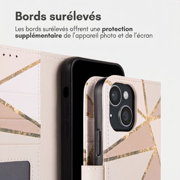 imoshion Étui de télephone portefeuille Design Apple iPhone 15 - Beige Graphic