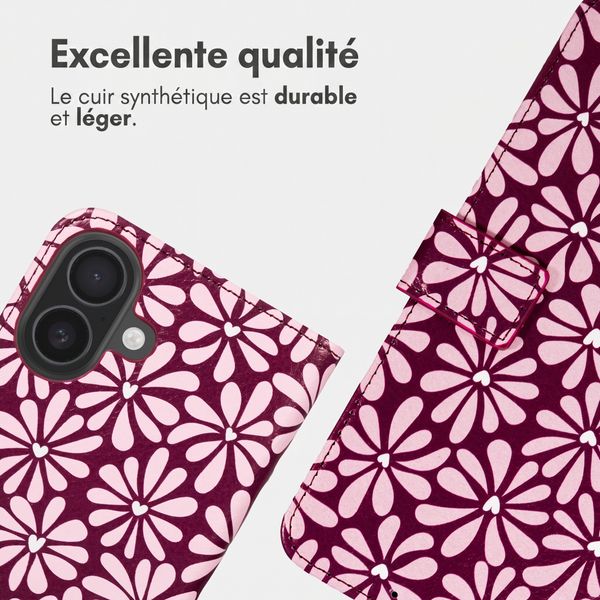 imoshion Étui de télephone portefeuille Design Apple iPhone 16 - Bloom Love Blush