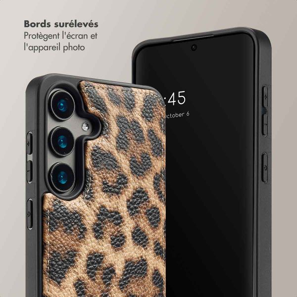 Selencia Coque arrière avec cordon et porte-cartes Nova Samsung Galaxy S24  - Leopard