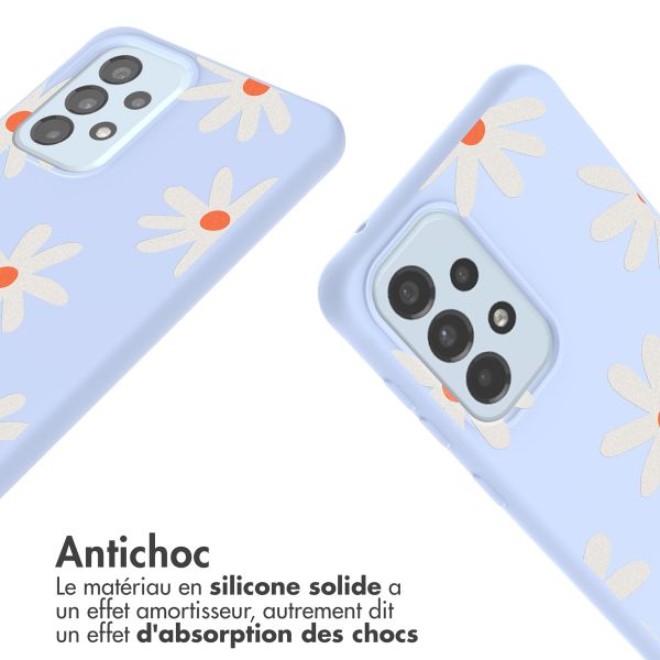 imoshion Coque design en silicone avec cordon Samsung Galaxy A33 - Lila Flower Distance