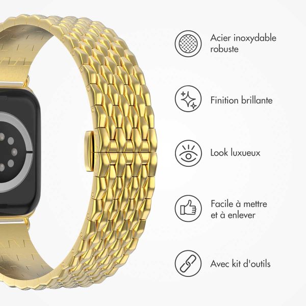 Selencia Bracelet dragon en acier Apple Watch Series 1 á 10 / SE / Ultra (2) (44/45/46/49 mm) - Or