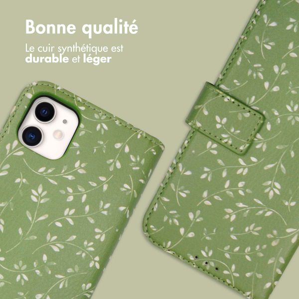 imoshion Étui de télephone portefeuille Design Apple iPhone 11 - Green Flowers
