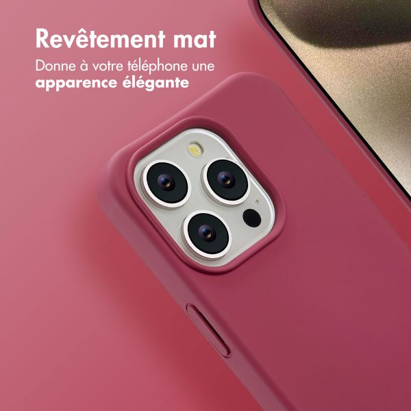 imoshion Coque arrière Color avec cordon amovible et MagSafe Apple iPhone 15 Pro - Raspberry