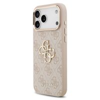 Guess Coque 4G Metal Logo Backcover Apple iPhone 17 Pro - Gold Edge - Pink