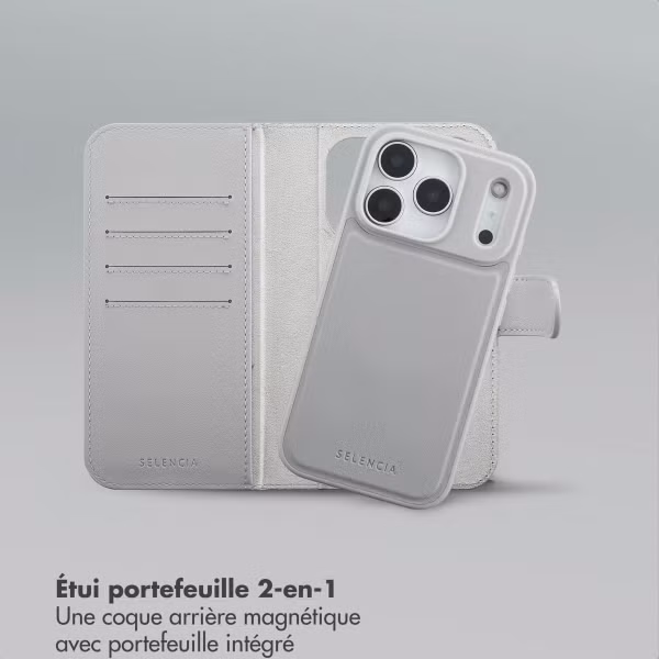 Selencia Étui portefeuille amovible Olyn avec MagSafe Apple iPhone 17 Pro - Gris