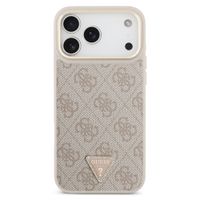 Guess Coque arrière en cuir avec logo Triangle classique et MagSafe Apple iPhone 17 Pro - Rose