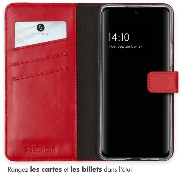 Selencia Étui portefeuille en cuir véritable Samsung Galaxy A53 - Rouge
