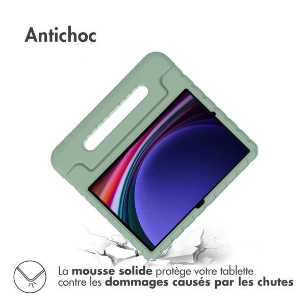 imoshion Coque kidsproof avec poignée Samsung Galaxy Tab S9 11.0 pouces / Tab S9 FE 10.9 pouces - Olive Green