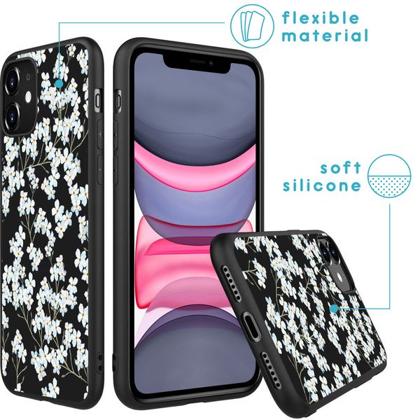 imoshion Coque Design iPhone 11 - Fleur - Blanc / Noir