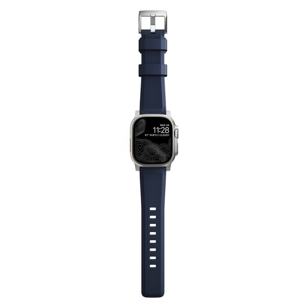 Nomad Bracelet robuste FKM Apple Watch Series 1 t/m 11 / SE / Ultra (44/45/46/49 mm) - Argent / Bleu
