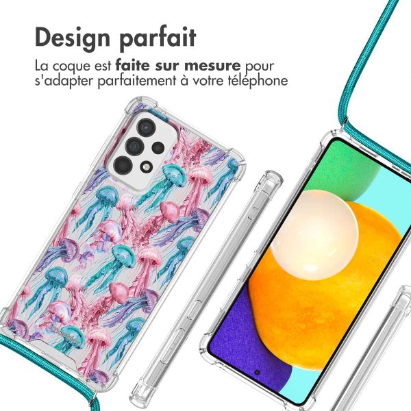 imoshion Coque Design avec cordon Samsung Galaxy A52(s) (5G/4G) - Jellyfish Watercolor