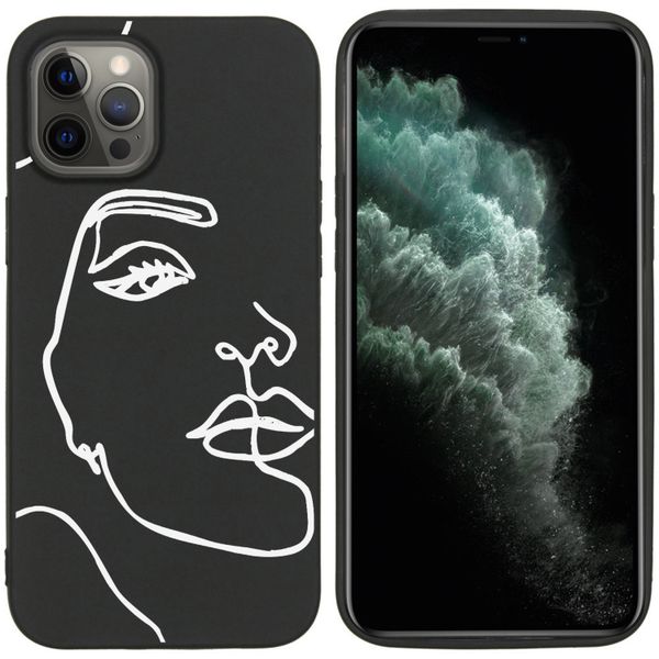 imoshion Coque Design Apple iPhone 12 Pro Max - Visage abstrait - Blanc
