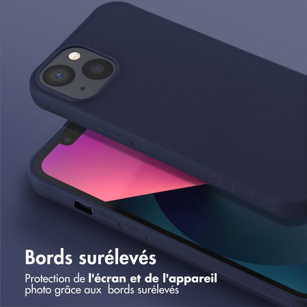 Selencia Coque silicone avec cordon amovible iPhone 13 - Bleu foncé