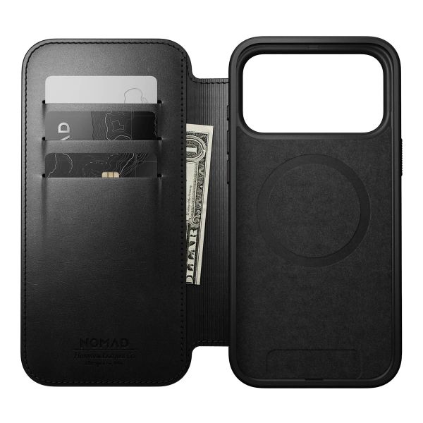 Nomad Étui de style livre folio moderne en cuir Horween avec MagSafe Apple iPhone 17 Pro Max - Noir
