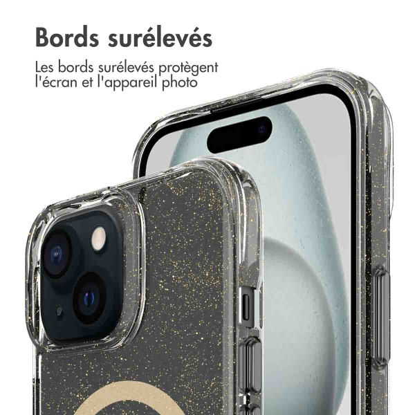 imoshion Coque arrière transparente Pailletée avec MagSafe Apple iPhone 15 - Doré