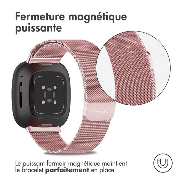 imoshion Bracelet magnétique milanais Fitbit Versa 3 - Taille M - Rose