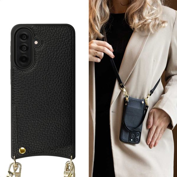 Selencia Coque de télephone Nova avec cordon et porte-cartes Samsung Galaxy A37 (5G) - Noir
