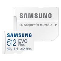 Samsung EVO Plus microSD 2024 - 512GB - Inclus un adaptateur SD - UHS-I/U3/Full HD/4K UHD